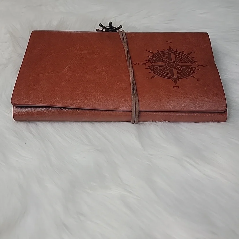 Nautical NeW Faux Leather Compass Rose Embossed‎ Refillable Paper Diary Notepad